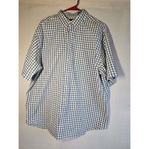 Trader Bay Heavyweight Short Sleeve‎ Men's Button Down Blue Checked XL Cotton
